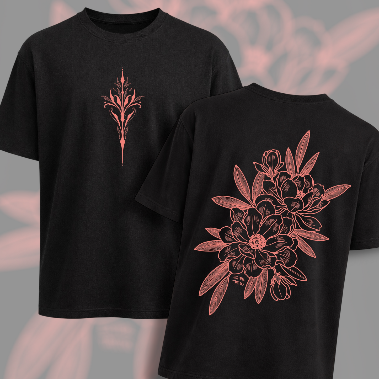 Camiseta Oversize Flor Tits and Tats Tattoo by Ester Sans